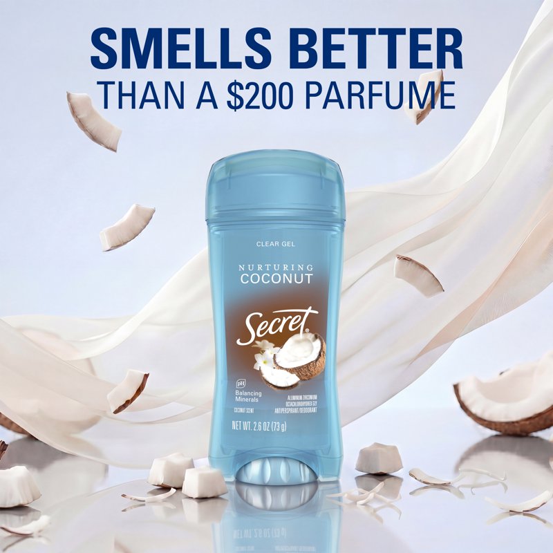 Coconut Scent Antiperspirant Deodorant for Women - Clear Gel, 2.6 oz