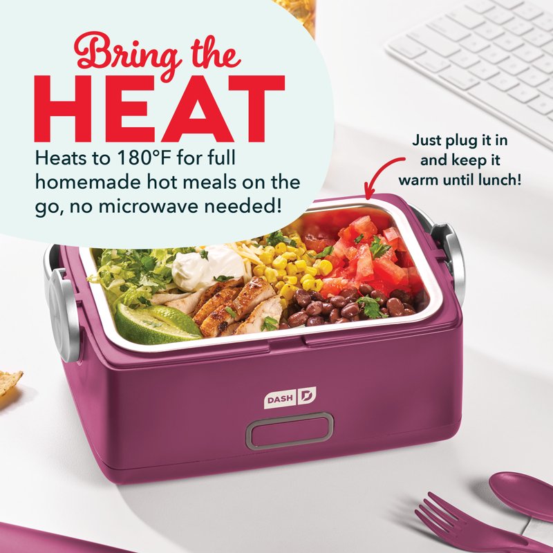 Portable Electric Food Warmer - 30oz Personal Lunch Heater with Utensils