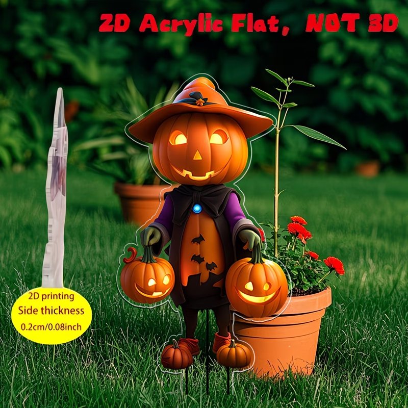 Halloween Pumpkin Character Yard Stake with Acrylic Sign - Variation 1#A