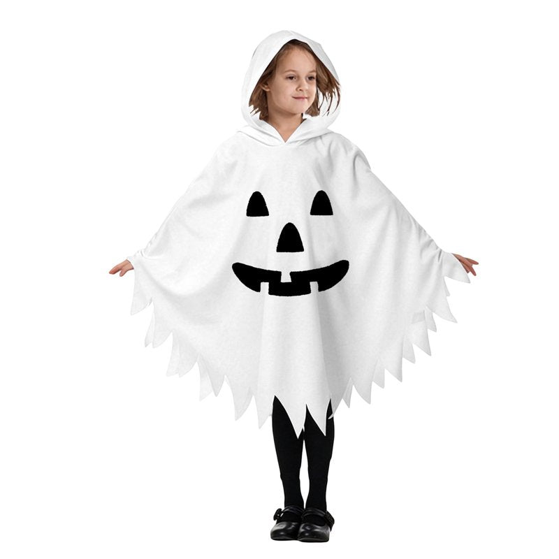 Kids Halloween Costume Hooded Ghostface Cape - White Fancy Dress 7-9 Years