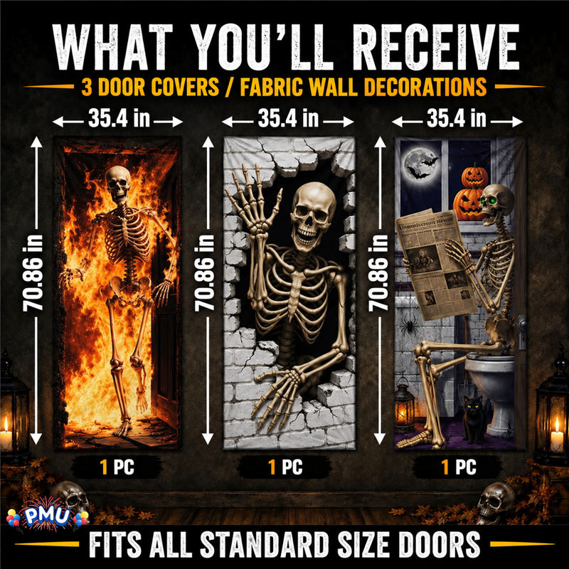 Halloween Door Cover Set - 3 Piece Spooky Halloween Decor, Pkg of 1, 8 Bundles