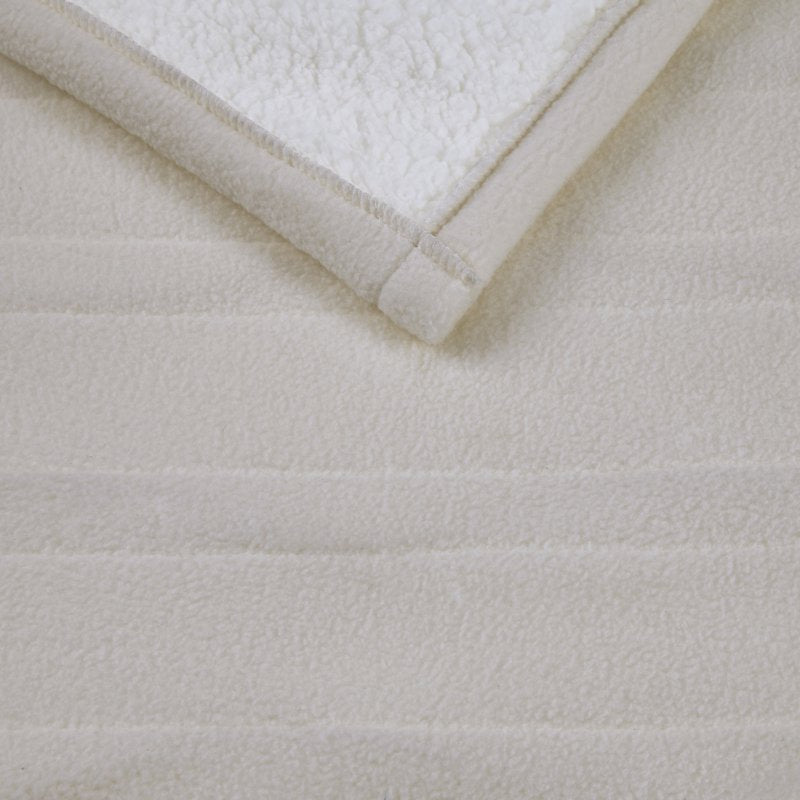 Serta Heated Throw Blanket - Tan Fleece to Sherpa 50x60 Inch