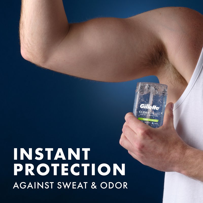Clear Gel Antiperspirant and Deodorant for Men - Power Rush Scent, 3-Pack