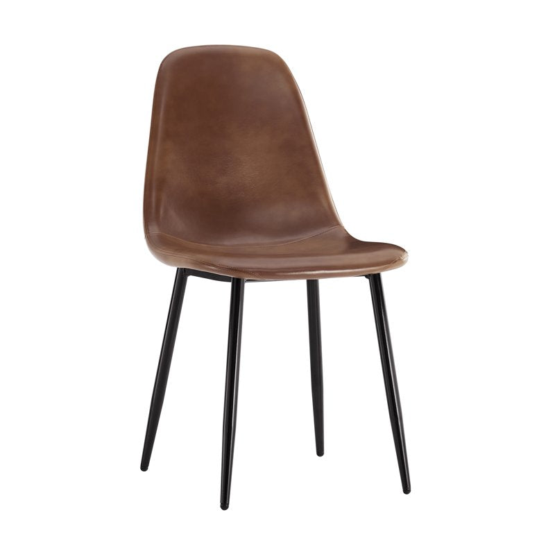 Mid-Century Modern Dining Chairs Set of 4 - Dark Brown PU