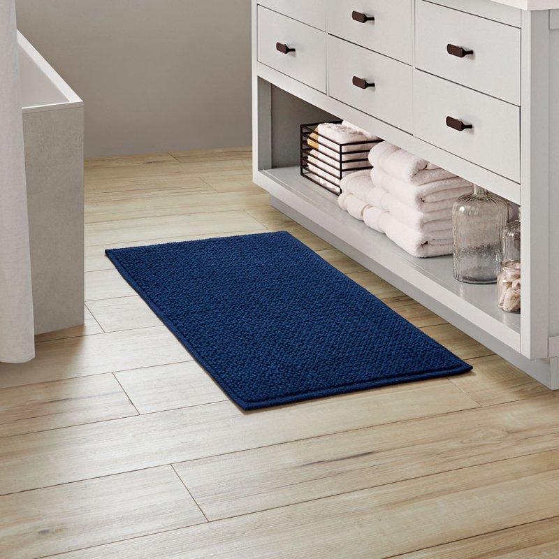Better Homes & Gardens Soft Cotton Looped Bath Mat - Blue Admiral 20 x 34 inches - Single