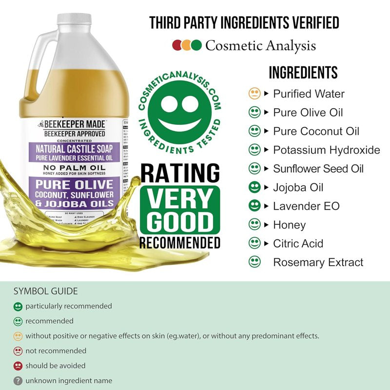 Natural Liquid Castile Soap - 1 Gallon Bulk Eco-Friendly Body Wash