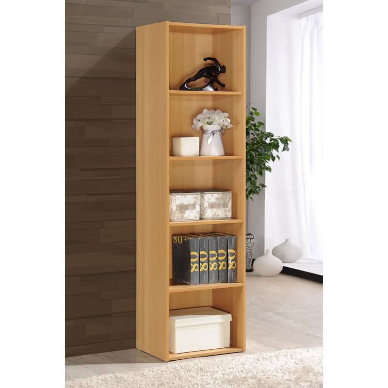 5-Shelf Multi-Purpose Bookcase - Slim Design for Any Room