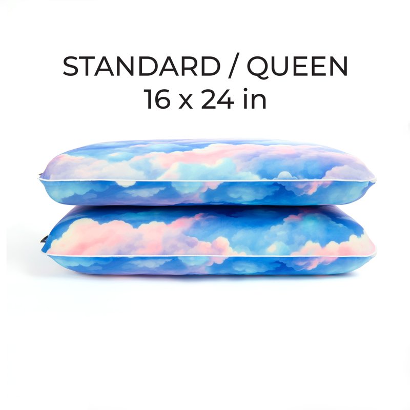 Memory Foam Fun Pillow with Cool Cover - Dreamy Clouds 2 Pack - Standard/Queen Variation