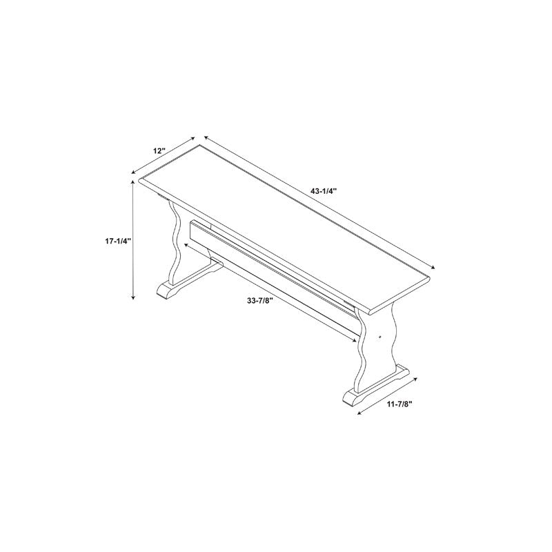 Farmhouse Dining Bench - Solid Pine, Walnut Finish