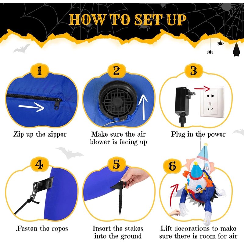 Inflatable Halloween Yard Decoration with Built-in LED Lights - 3.3FT Clown