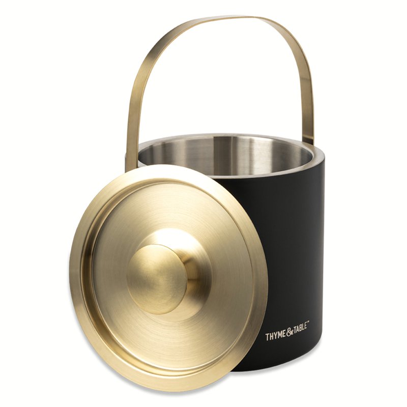 Stainless Steel Ice Bucket - 2 Pack with Gold Accents