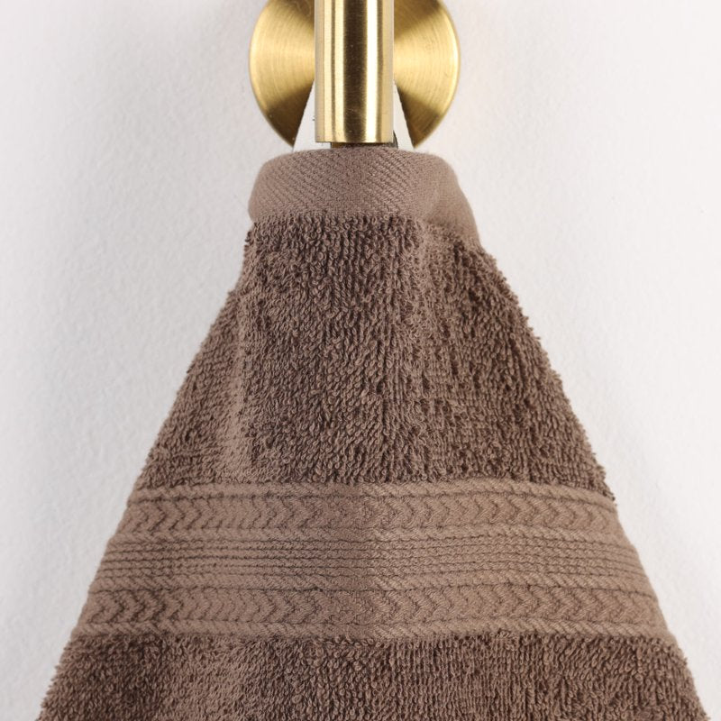 Eco-Friendly Cotton Coffee Towel Set - 12 Pieces, Includes Face, Hand & Bath Towels - Variation of Coffee, 12 Piece Towel Set
