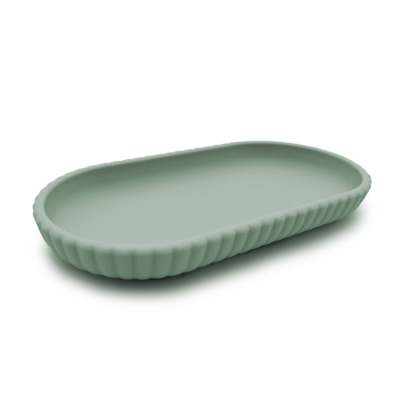 3 Pack Rubberized Plastic Ribbed Bathroom Accessory Tray - Green