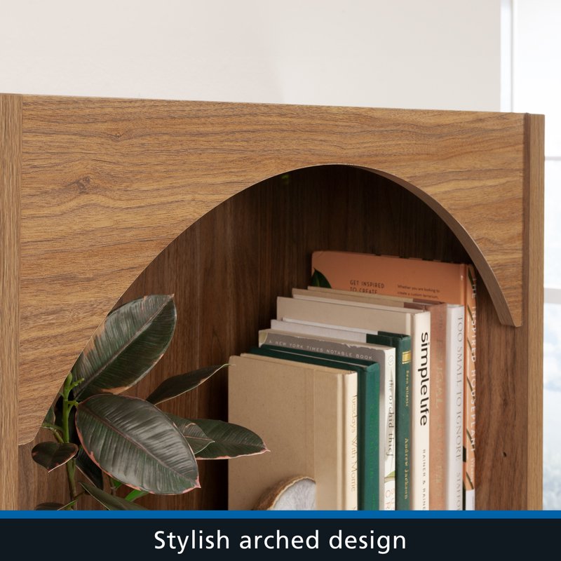 5-Shelf Arch Bookcase with Adjustable Shelves - Warm Walnut