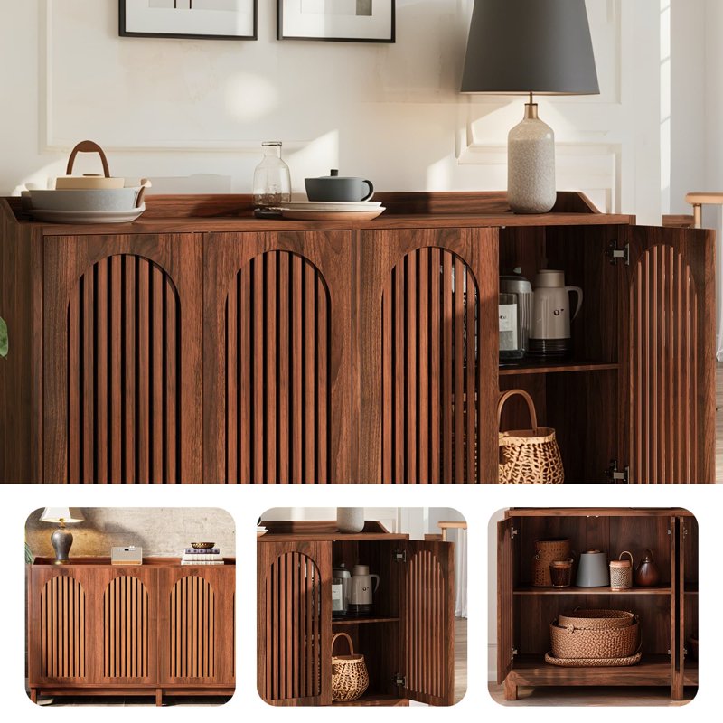 57-Inch Farmhouse Sideboard Buffet Cabinet with Shutter Doors