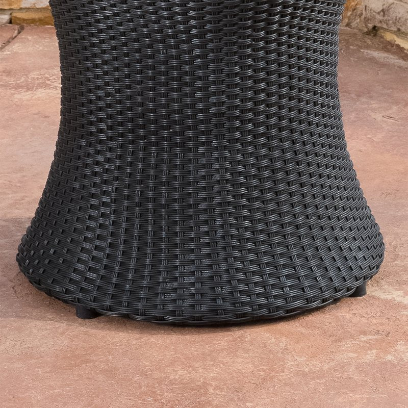 Black Wicker Outdoor Accent Table - Stylish & Durable