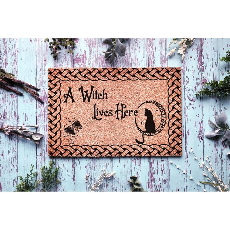 Halloween Doormat - Witch Lives Here Fall Decor Outdoor Welcome Mat