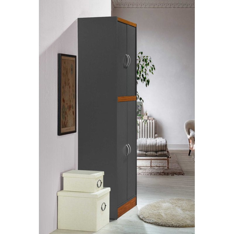 4-Door Kitchen Pantry with 4 Shelves - Grey Oak