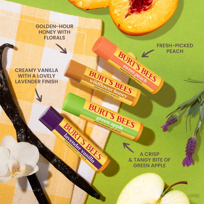 Natural Moisturizing Lip Balm Set - Garden Party Flavors - 4 Pack