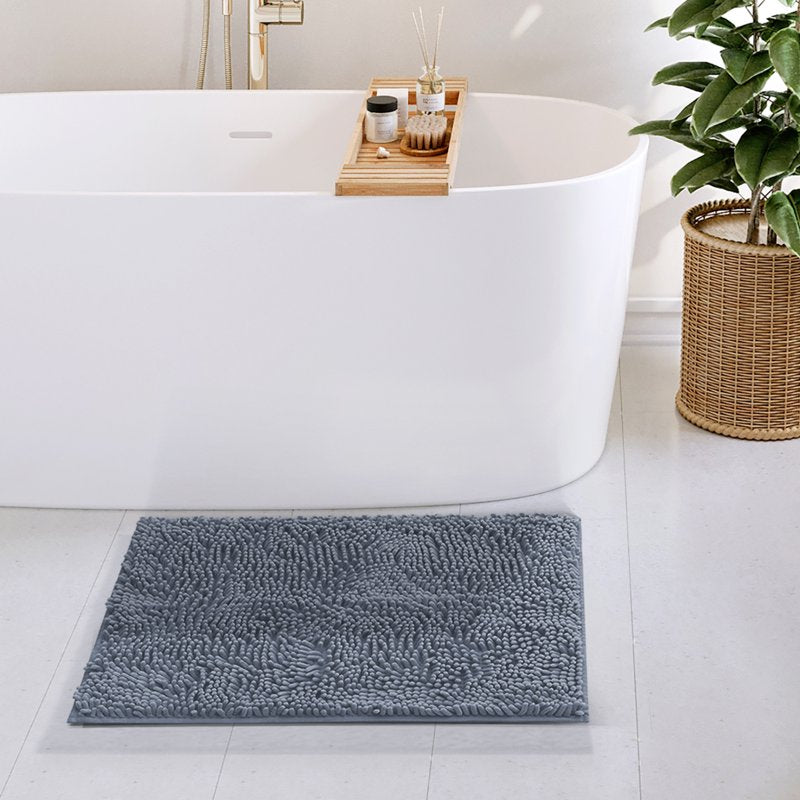 Biege Ombre Chenille Bathroom Rug Non Slip Bath Mat 26x44 - Ultra Absorbent