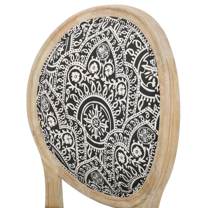 5 Piece Dining Set - Black and White Print & Natural