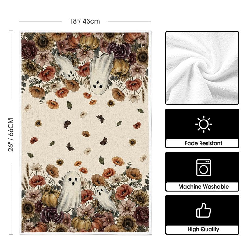 Halloween Pumpkin Butterfly Kitchen Towels Set of 2 - 18x26 Inch Seasonal Dish Hand Towels F