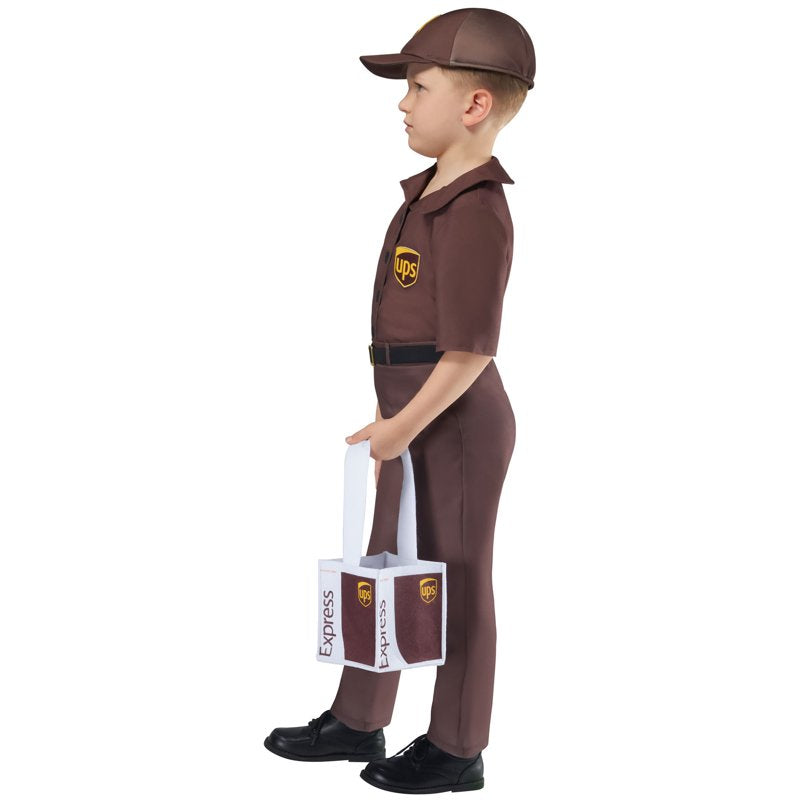Toddler UPS Delivery Driver Costume 4T with Cap & Package Tote by Rubies