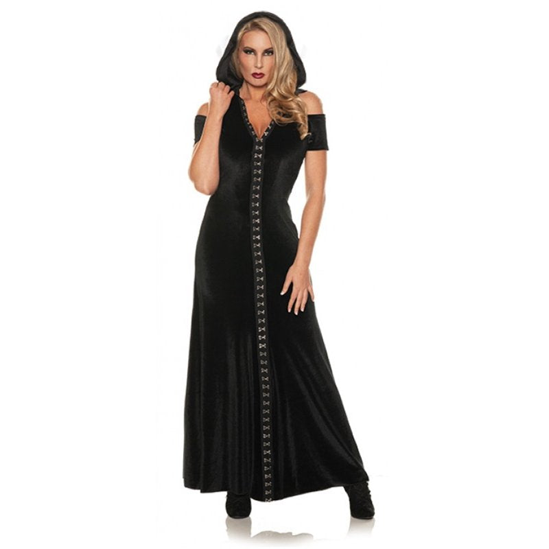 Women's Hooded Sorceress Costume Dress - Halloween Cosplay Outfit
