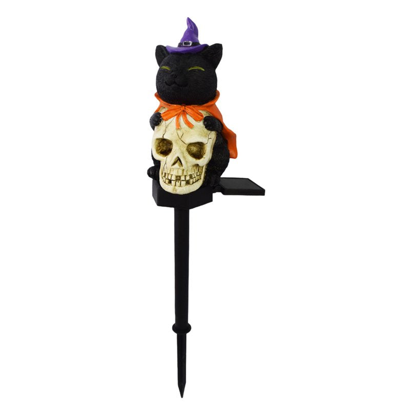 Halloween Outdoor Solar Ground Lights - Black-BK Clear Accent, Spooky Yard Decor