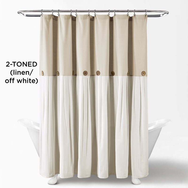 Lush Decor Linen Button Shower Curtain - Off White 72x72 Inches