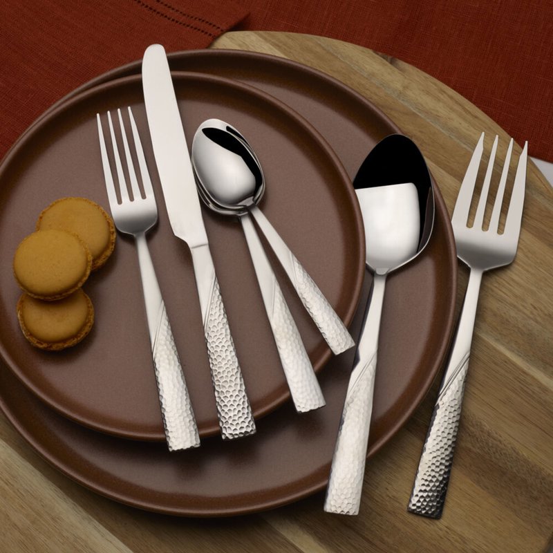 34-Piece Flatware Set for 8 - Two Tone Hammered Design
