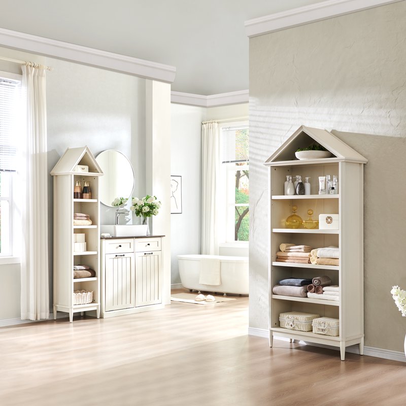 Tall Bathroom Storage Cabinet - 75.9 Inch Freestanding Wooden Cabinet with Adjustable Shelves - Engineered Wood, White