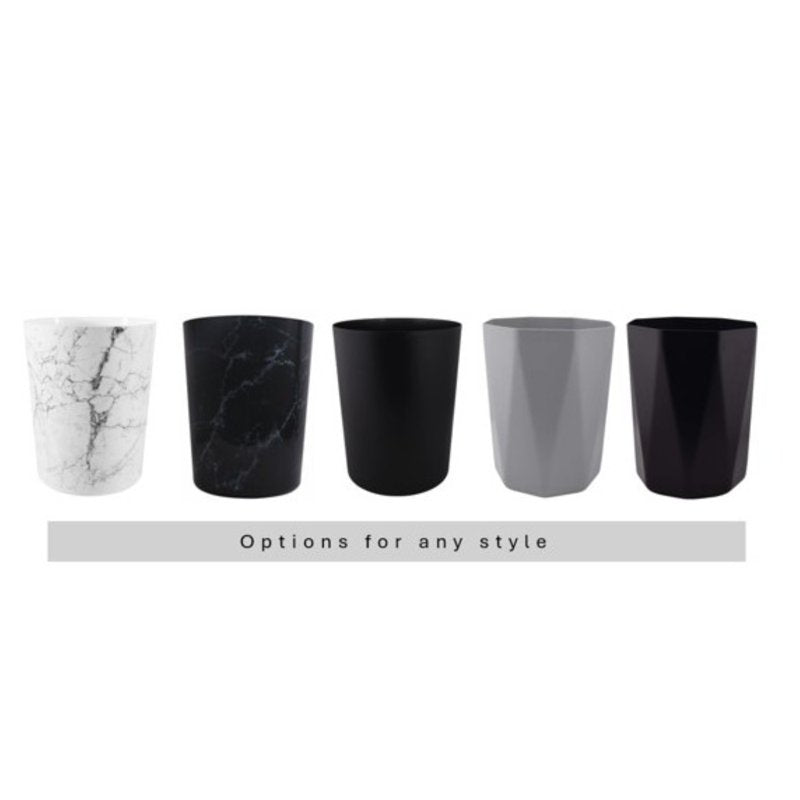 5 Gallon Black Marble Bathroom Trash Can - No Lid