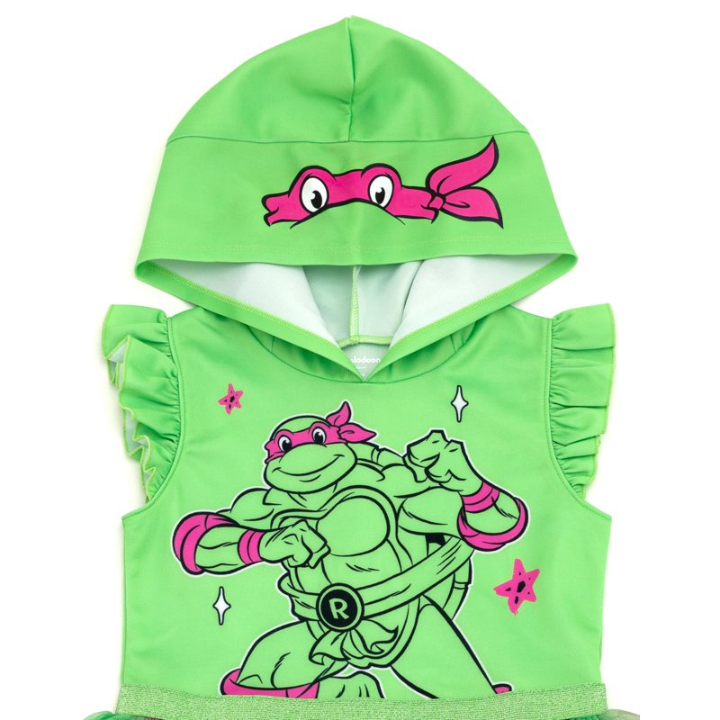 Teenage Mutant Ninja Turtles Raphael Toddler to Big Kid Cosplay Hooded Tutu Dress - Green/Pink, 7-8