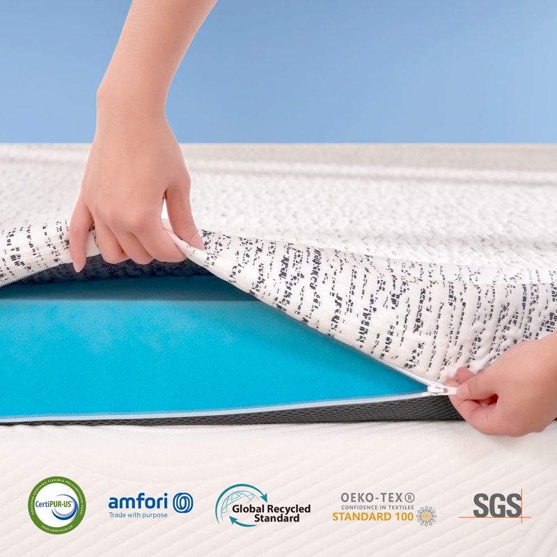 King Gel Infused Memory Foam Mattress Topper with Cooling Cover - 2 Inch