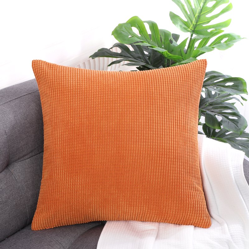 Orange Corduroy Decorative Throw Pillow Cover 26x26 Inches - Textured Fabric