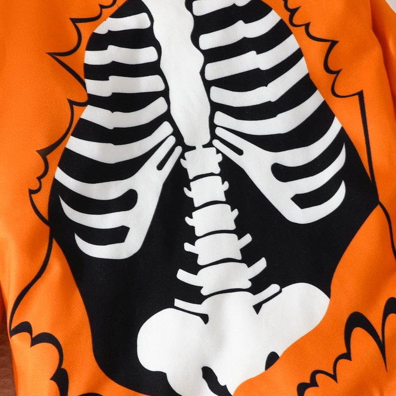 Toddler Boys Skeleton Halloween Outfit Set - Long Sleeve Tops & Pants, Size 6-7 Years, Orange Z15-15