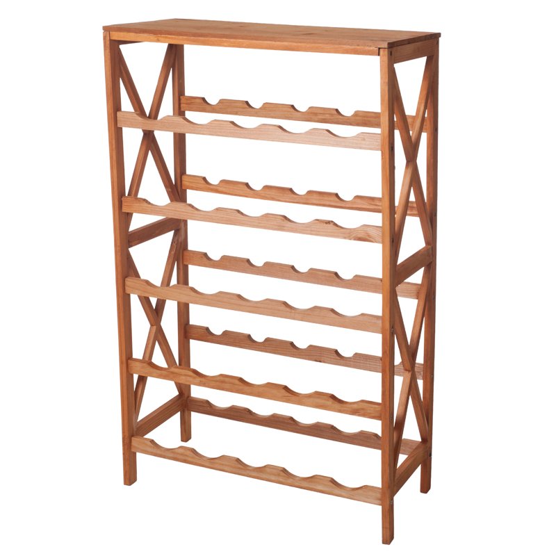 Rustic Wood 25-Bottle Wine Rack - Small Space Solution