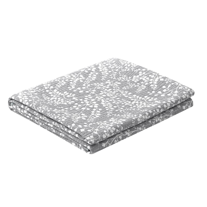 Mainstays Botanical Floral Quilt - King Grey Reversible Lightweight Bed Cover