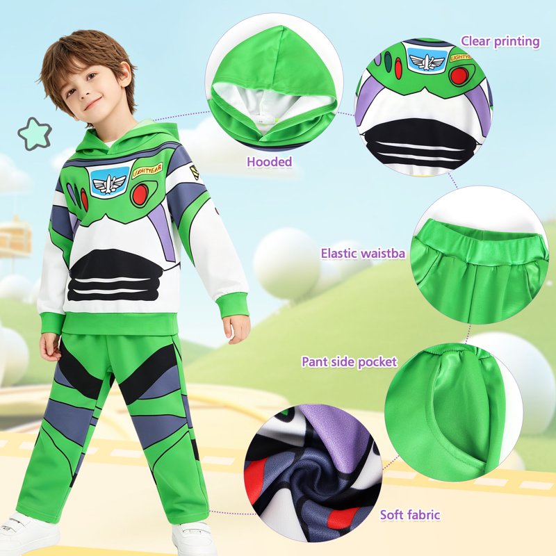 Kids Halloween Costume Toddler Boys Cosplay Outfit A02493-Green 5-6 Years