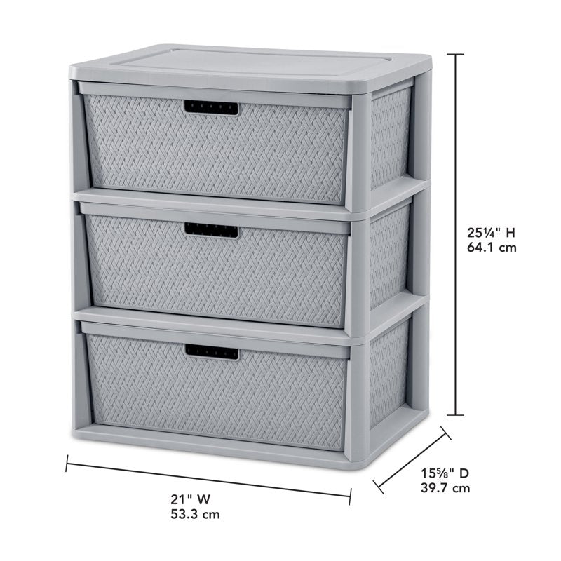 3-Drawer Plastic Storage Tower with Removable Bins - Gray, Single Variation