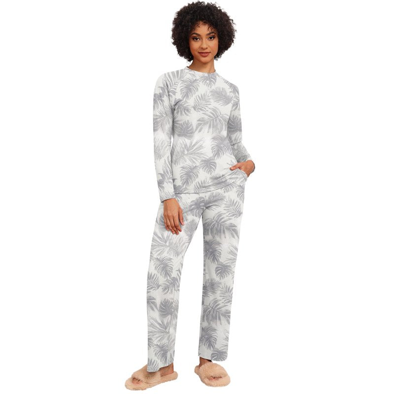 Couple Pajama Sets XL Monstera Pattern Soft Sleepwear for Women Men - Holiday Matching PJs