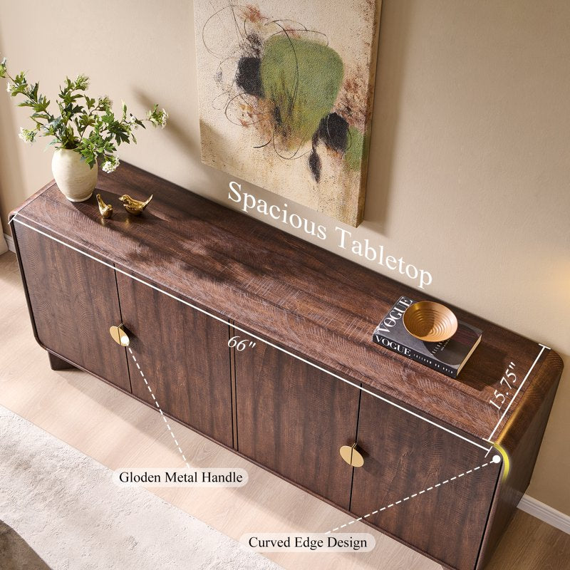 70'' Large Wooden Buffet Cabinet - Brown, Modern Design with Storage