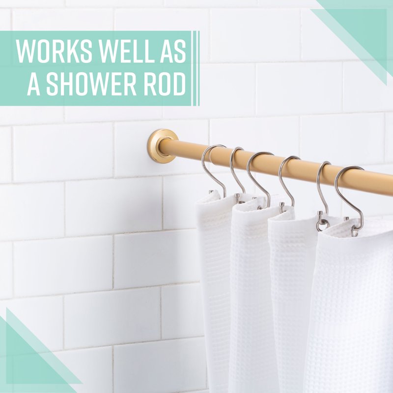 Adjustable 42-74 Inch Satin Gold Shower Curtain Tension Rod - Home Details Variation 42-74 Inches Satin Gold