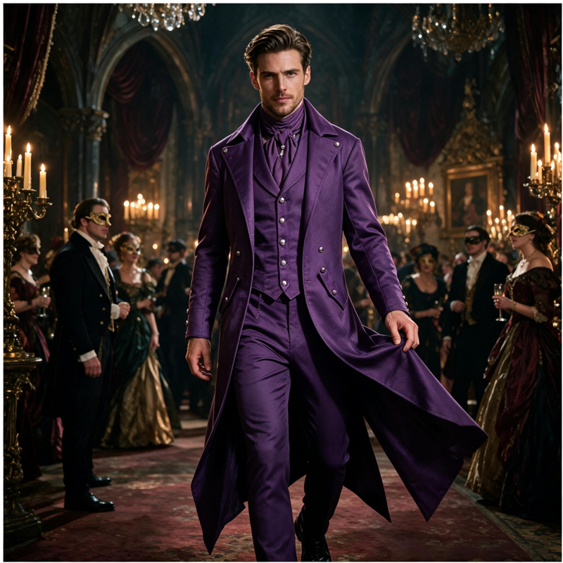 Men's Gothic Tailcoat Jacket - Renaissance Steampunk Costume - Purple S