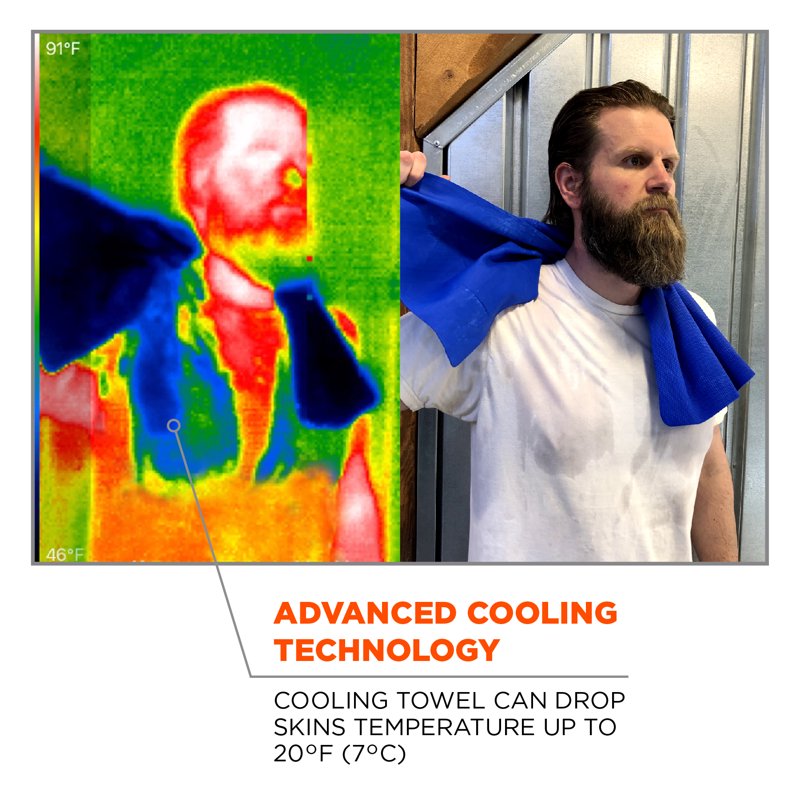 Cooling Towel - Ergodyne Chill Its 6602 Long Lasting Evaporative Relief - Orange