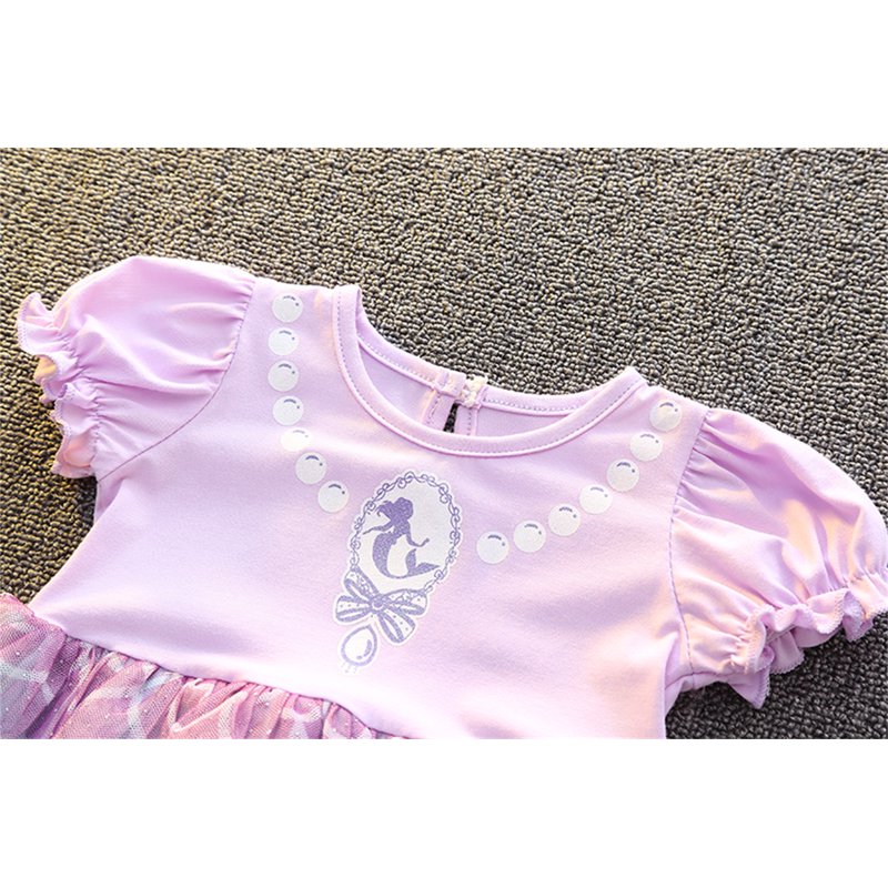 Purple Mermaid Princess Dress for Toddler Girls 5-6T Halloween Birthday Party