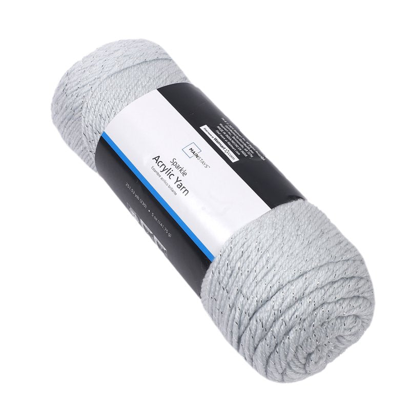 Sparkle Acrylic Yarn - Medium Weight, 5 oz, Platinum Silver