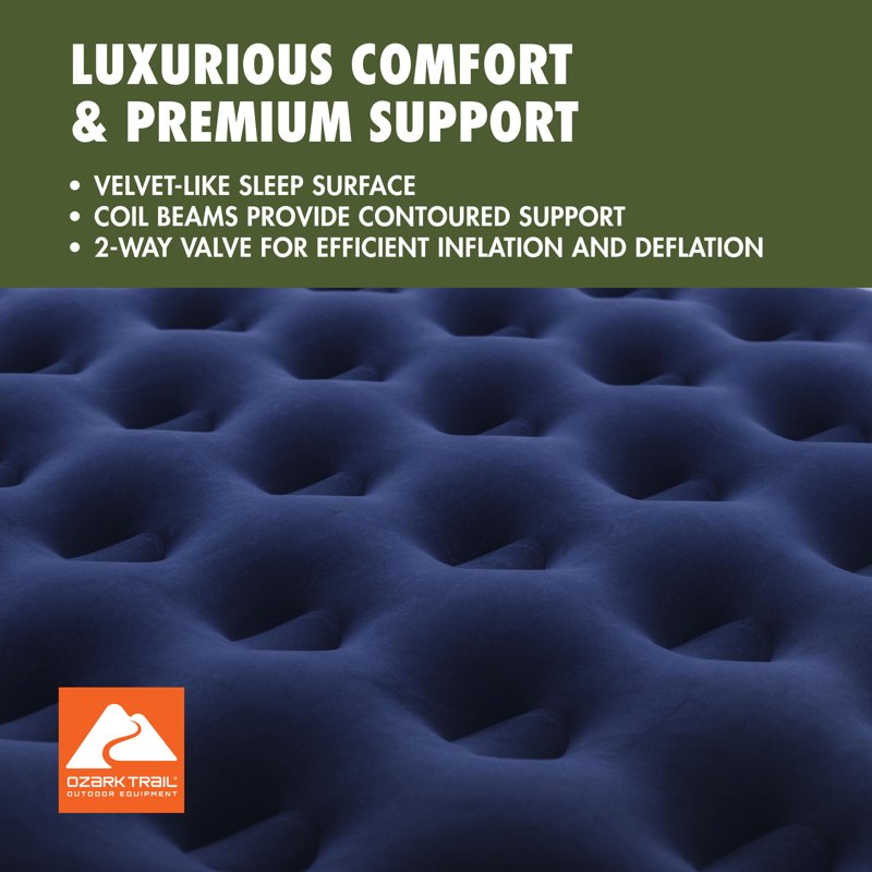 (2 Pack) Ozark Trail King 10-Inch Air Mattress - No Pump, Flocked Top, Portable Camping Bed