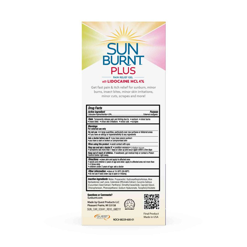 Aloe Vera Pain Relief Gel with 4% Lidocaine - 4 Fl. Oz.